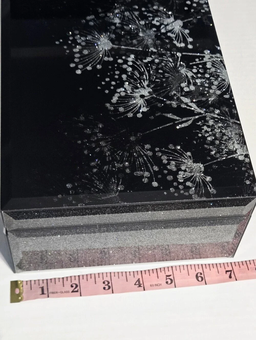 Palinna Dandelion Glass Jewelry Box Black Silver Velvet Organizer New In Box